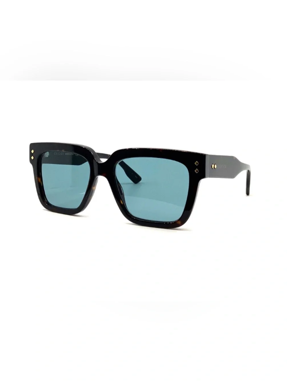 Gucci Sunglasses with dark Havana frame and blue lenses